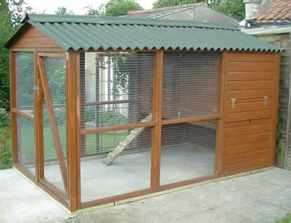 large chicken shed with run