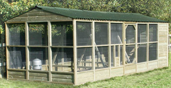 Large walk in chicken coop and Run from Green Valley Poultry Supplies, This one is a 9x21' coop with 12 inch base plinth, internal nest boxes, anti dig mesh and a pophole in the run